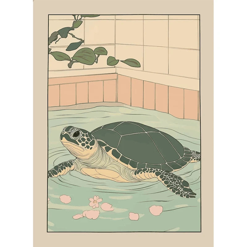 Japanese Bathroom Cute Animals Canvas Wall Art Poster Unframed Canvas Wall Art Qst