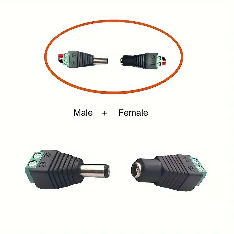 DC 12V Male Female Power Plug Connectors for CCTV & LED 100pk DC Power Connector Qme
