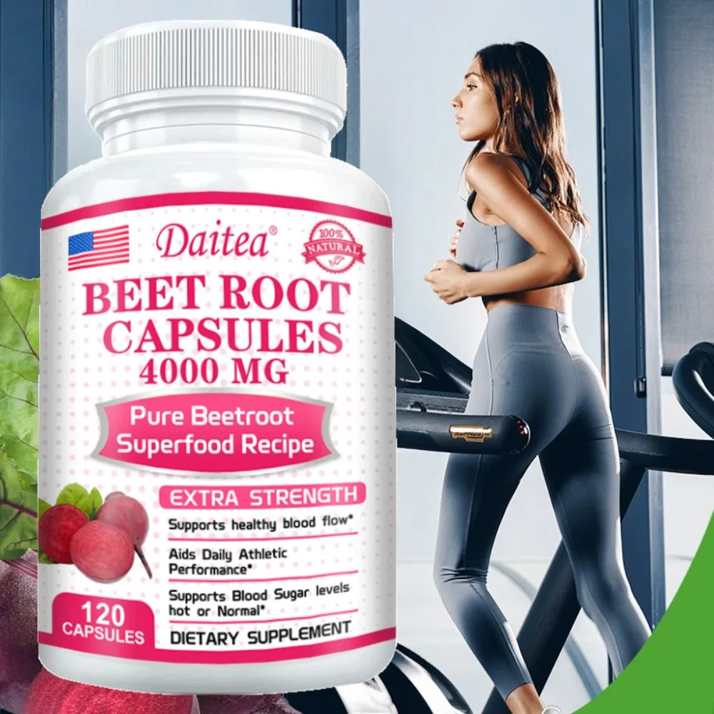 Organic Beet Root Capsules – Energy & Endurance Support, 120ct Herbal Supplement Qst