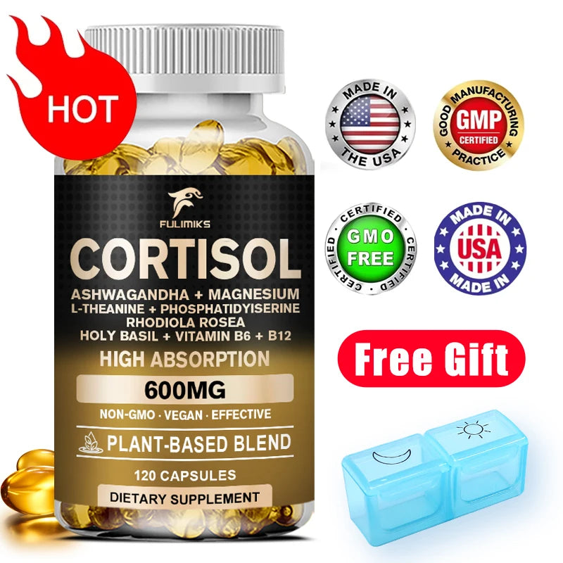 Holy Basil Ashwagandha Rhodiola L-Theanine Wellness Complex Herbal Wellness Supplement Qst