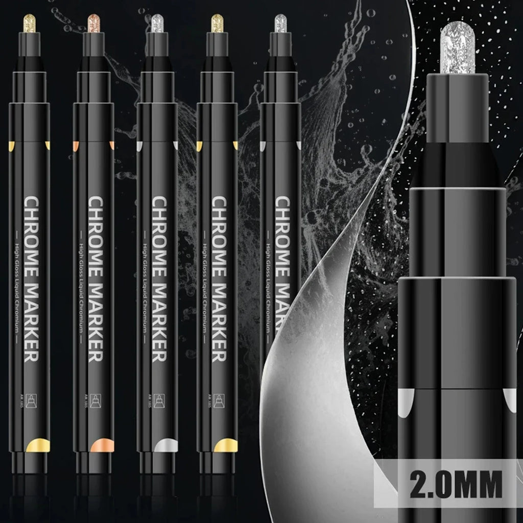 Mirror Chrome Metallic Markers – Waterproof Paint, Rock & Ceramic Metallic Paint Markers Qme