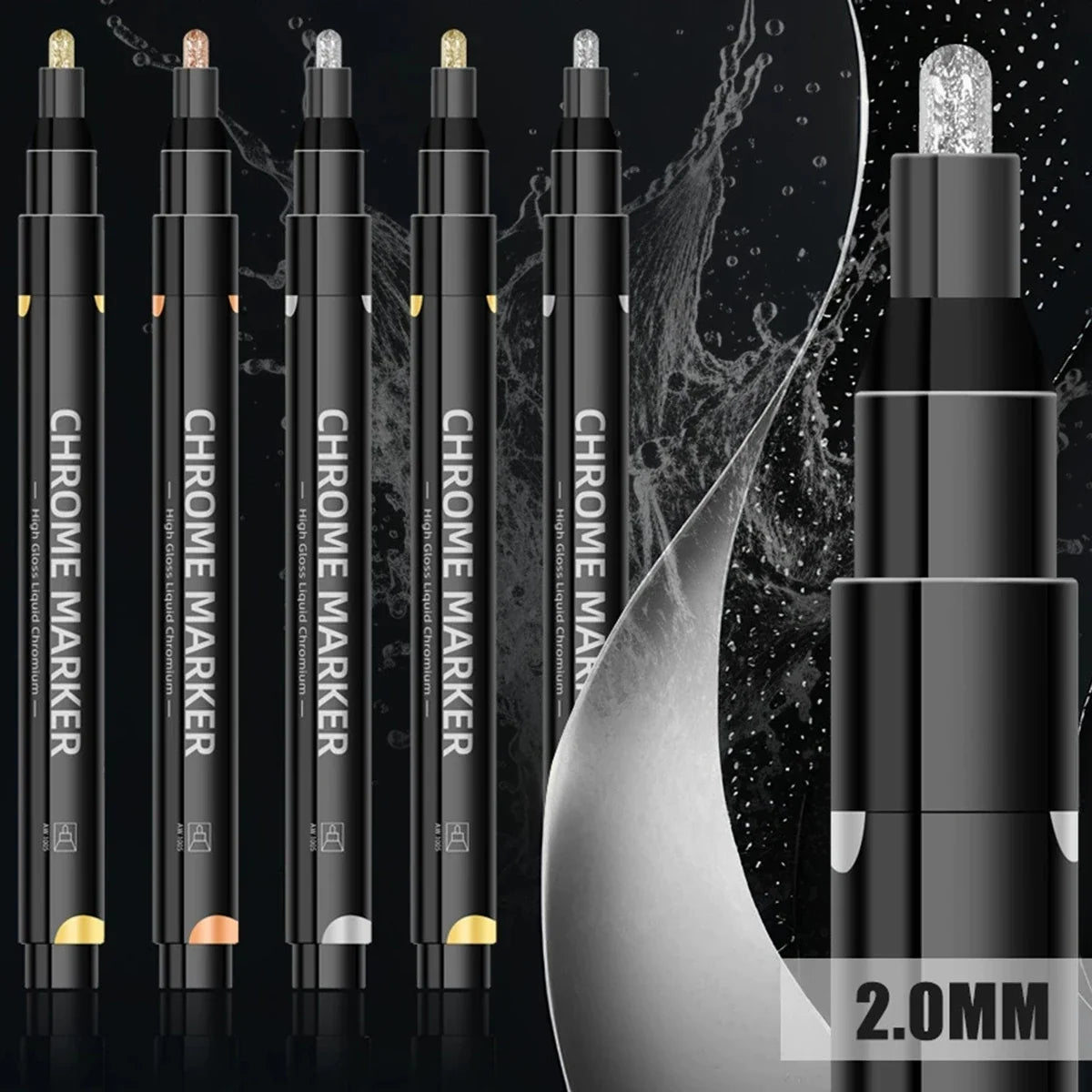 Mirror Chrome Metallic Markers – Waterproof Paint, Rock & Ceramic Metallic Paint Markers Qme