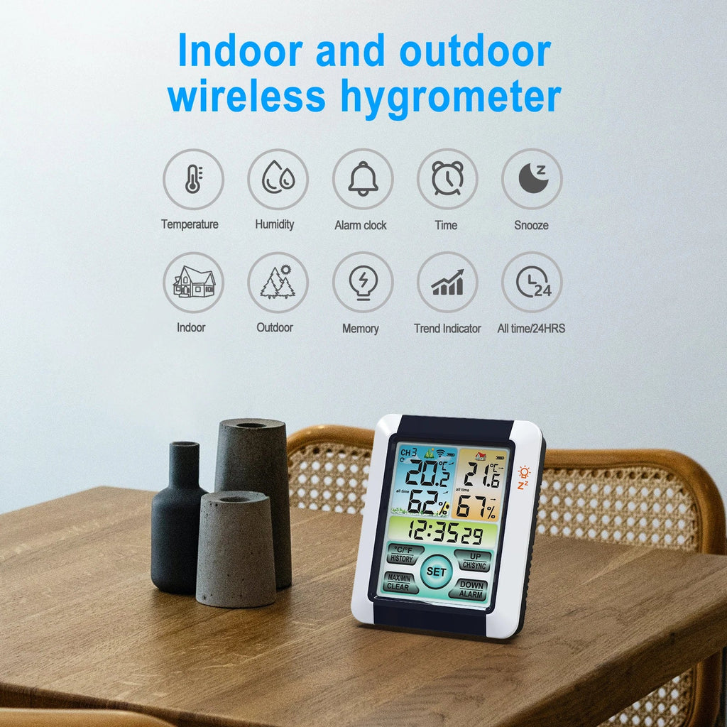 Qme Digital Weather Station Clock Indoor Outdoor Barometer Weather Station Clock Qme