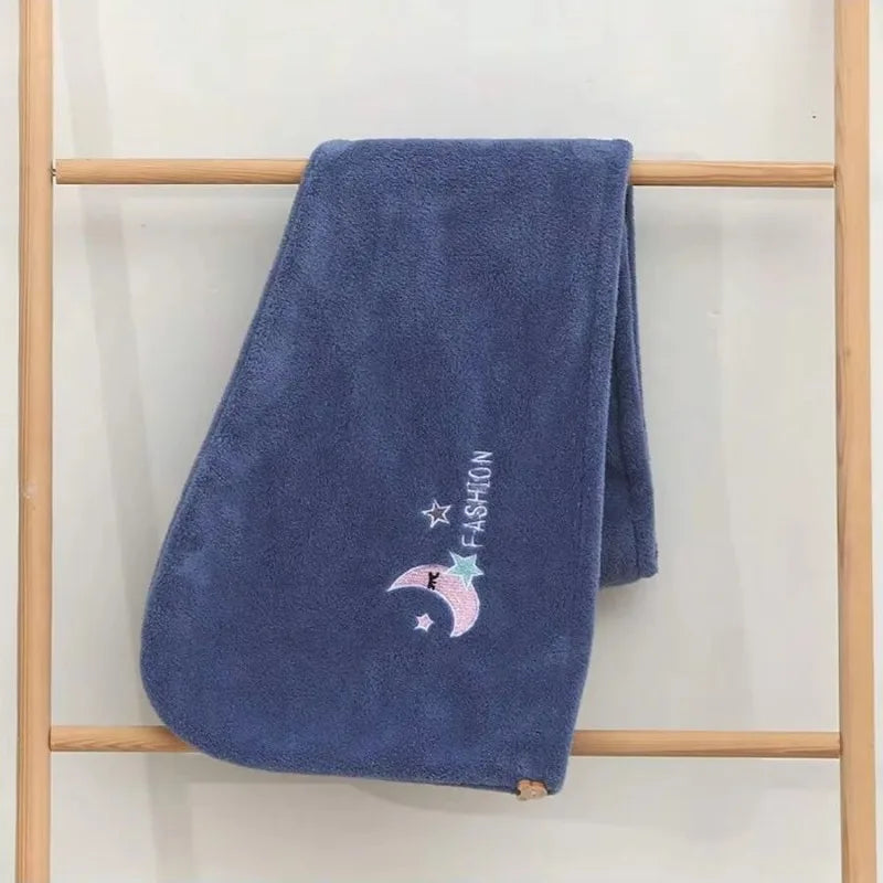 Coral Fleece Hair Drying Cap – Soft, Absorbent, Cute Embroidery Hair Drying Cap Qme