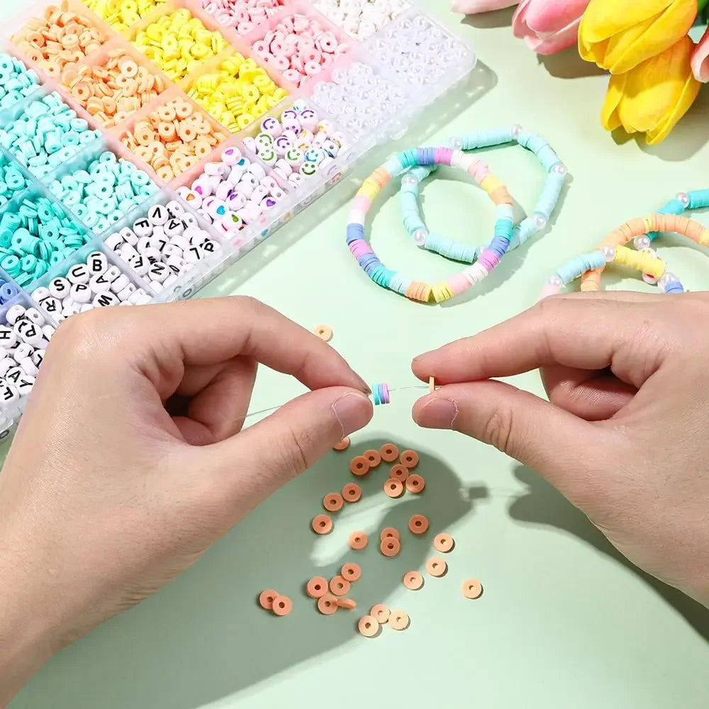 Macaron Polymer Clay Flat Chip Beads – DIY Bracelet & Necklace Kit Jewelry Making Beads Qme