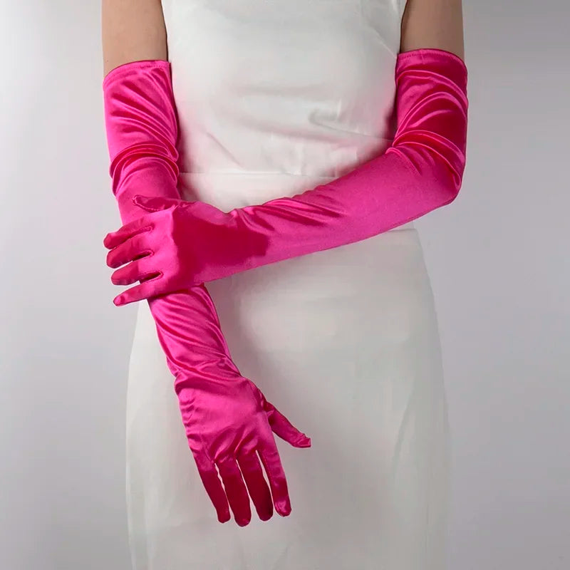 Women's Satin Long Opera Gloves – Stage, Costume & Cosplay Satin Opera Gloves Qme