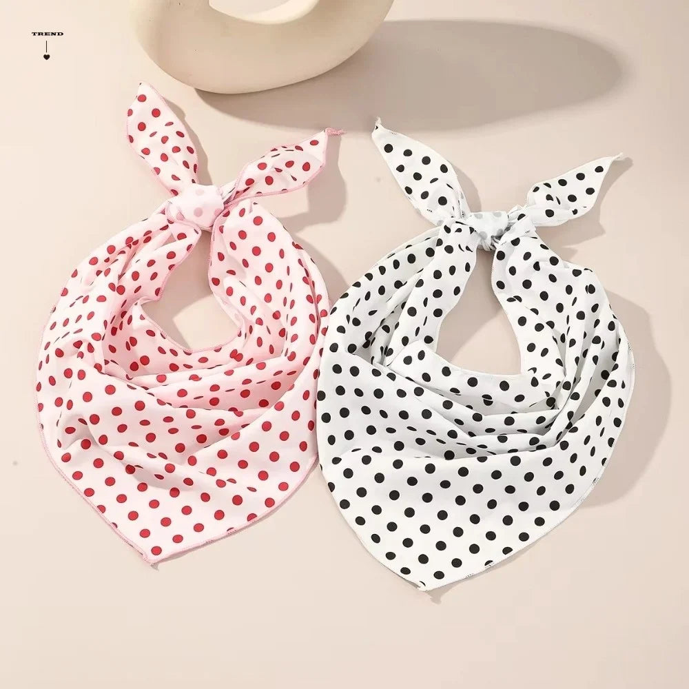 Polka Dot Triangle Scarf – Versatile Cotton Foulard Bandana Triangle Scarf Foulard Qme