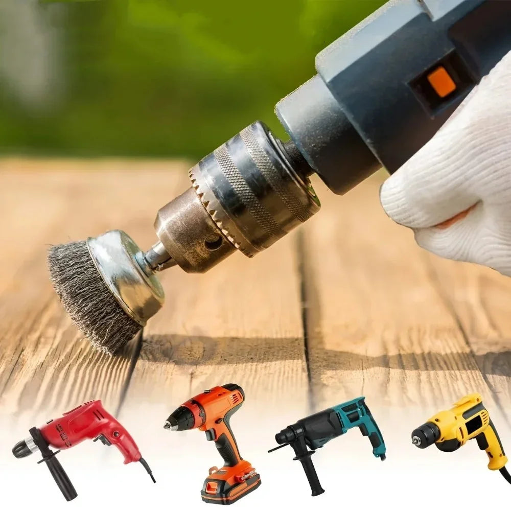 Wire Wheel Cup Brush Set 6.35mm Hex Shank – Grinder Tool Wire Wheel Brush Set Qme