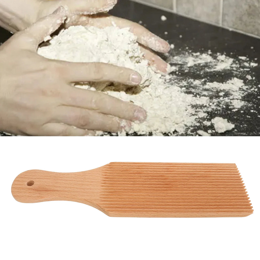 Beech Wood Gnocchi Board & Roller – Natural, Lightweight Pasta Making Tool Qme