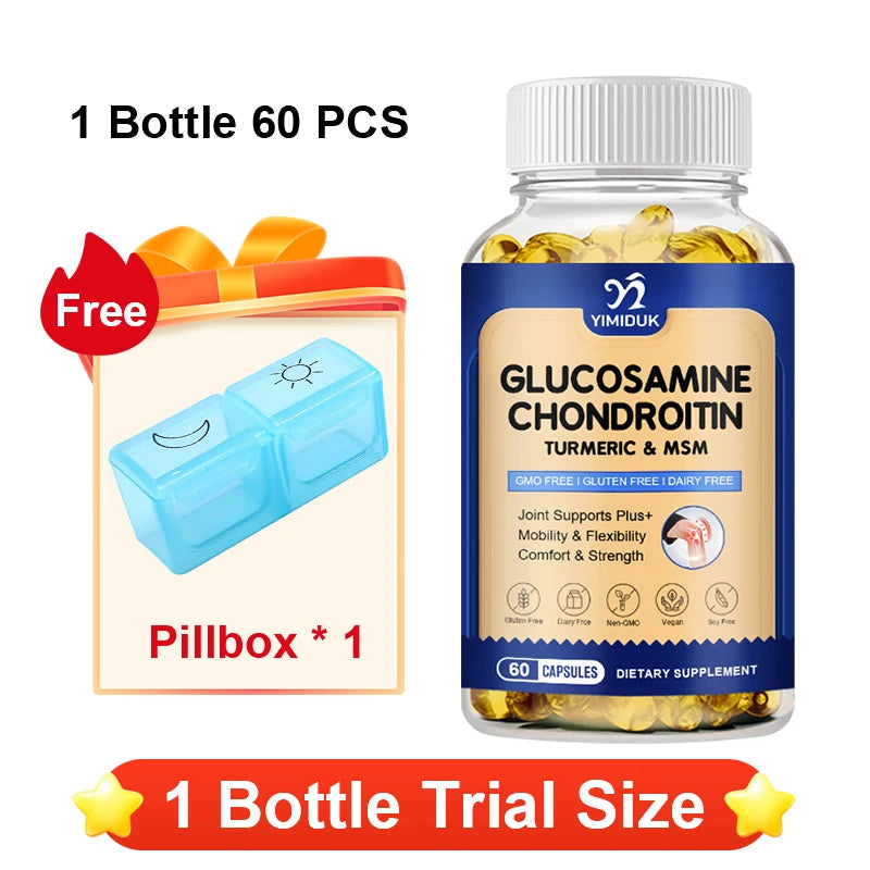 YIMIDUK Glucosamine Chondroitin MSM Supplement | Joint Mobility Joint Supplement Qst 60pcs - Trial