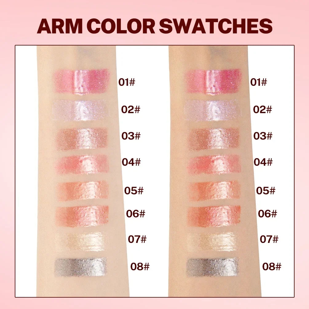 Qibest 8-Color Diamond Shimmer Glitter Lip Gloss | Moisturizing Glitter Lip Gloss Qme
