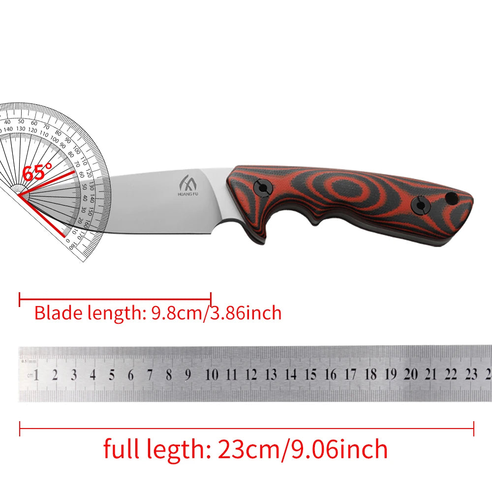 HUANGFU Full Tang Fixed Blade Knife with Sheath – Outdoor Fixed Blade Knife Qst
