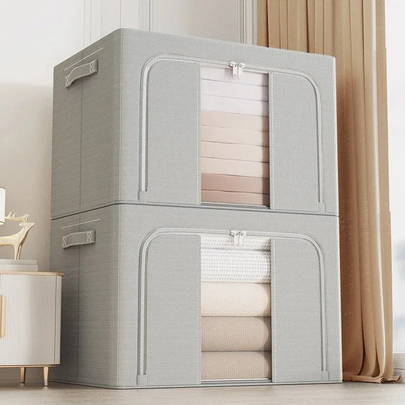 Large Oxford Cloth Clothes Storage Box with Window | Portable Clothes Storage Box Qme