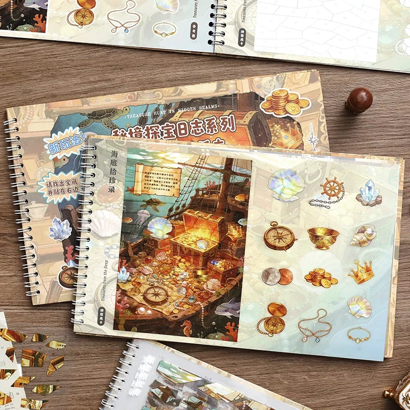 Adventure Log Treasure Hunt Puzzle Sticker Book – 19 Pcs DIY DIY Sticker Book Qme