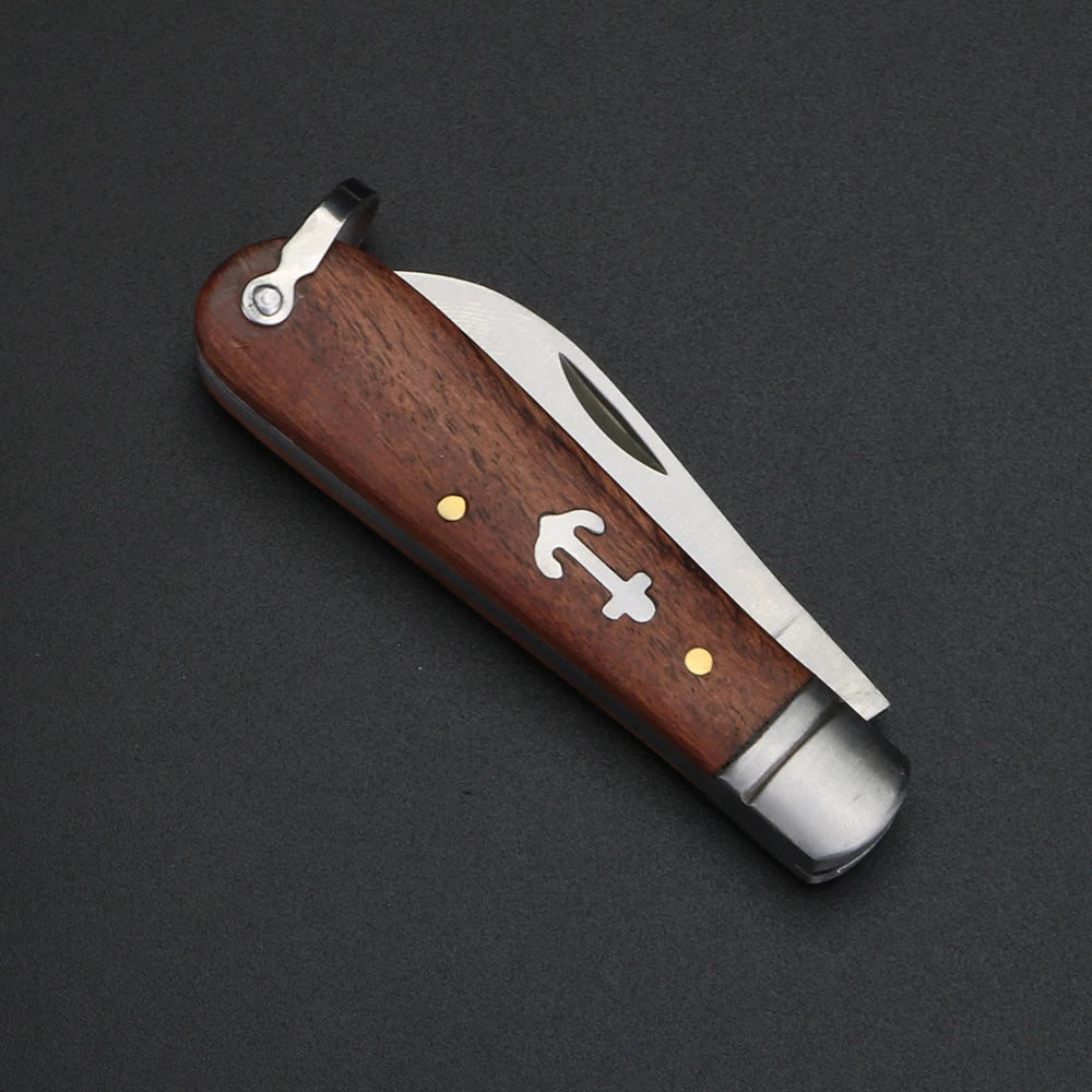 XUANFENG Damascus Folding Knife – Sandalwood Handle EDC Folding Pocket Knife Qst F5EW