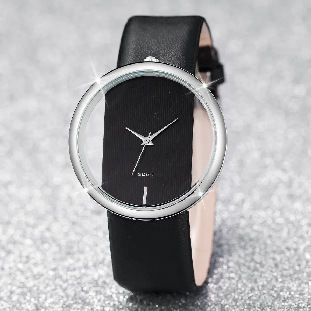 Women's 2-Piece Hollow-Out Dial Watch & Leather Bracelet Set Watch & Bracelet Set Qme
