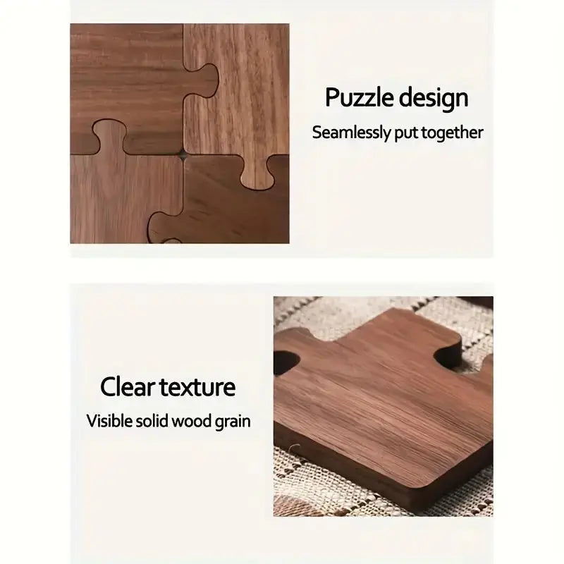 Vintage Wooden Puzzle Coasters – Heat Resistant Table Mats Wooden Coaster Set Qme