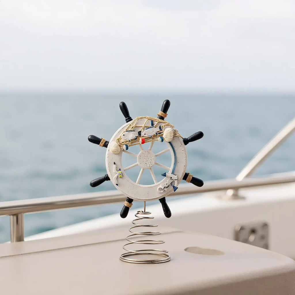 Ship Wheel Decor with Fishing Net – Coastal Nautical Accent Nautical Home Decor Qme
