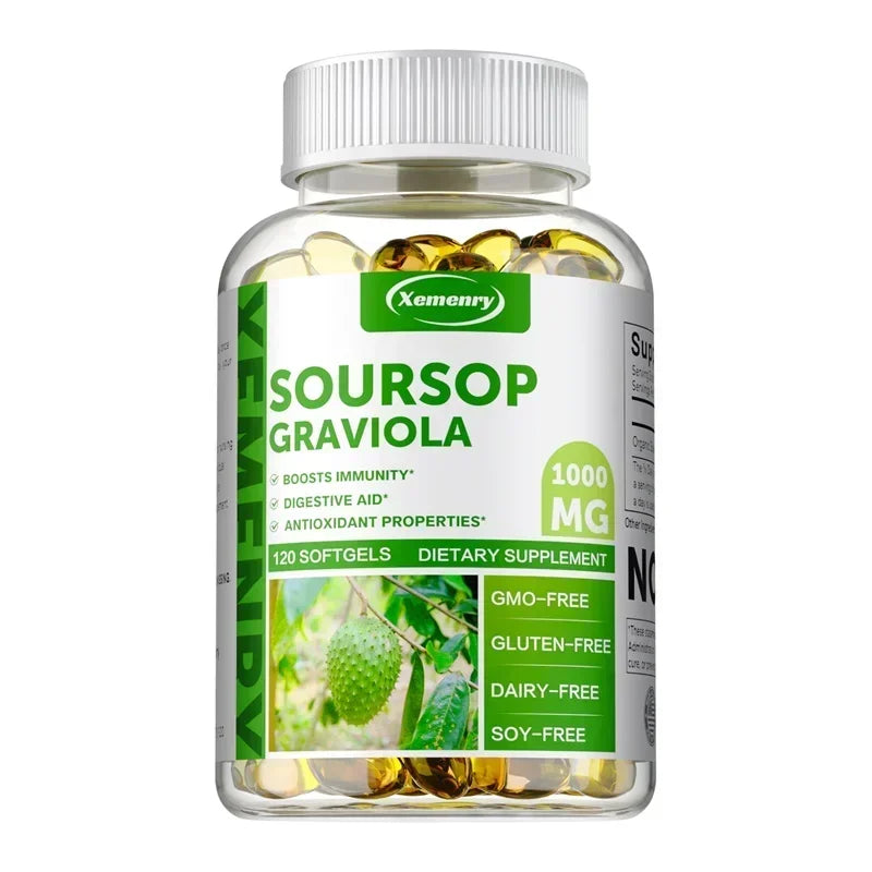 Soursop Graviola Capsules – Immune & Wellness Support Herbal Supplement Qst 120 Capsules