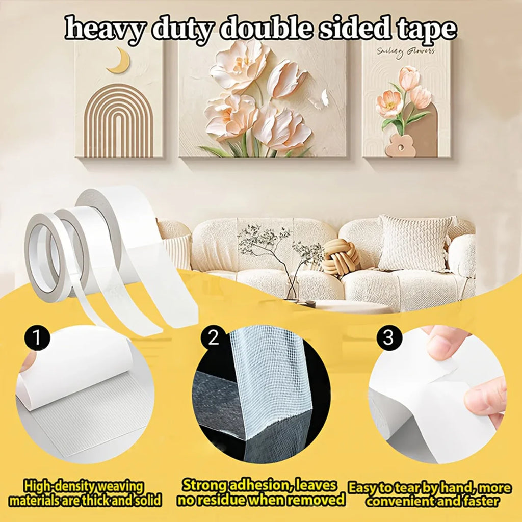 Transparent Double-Sided Adhesive Tape – Strong Fixation, 4 Widths Double-Sided Tape Qme