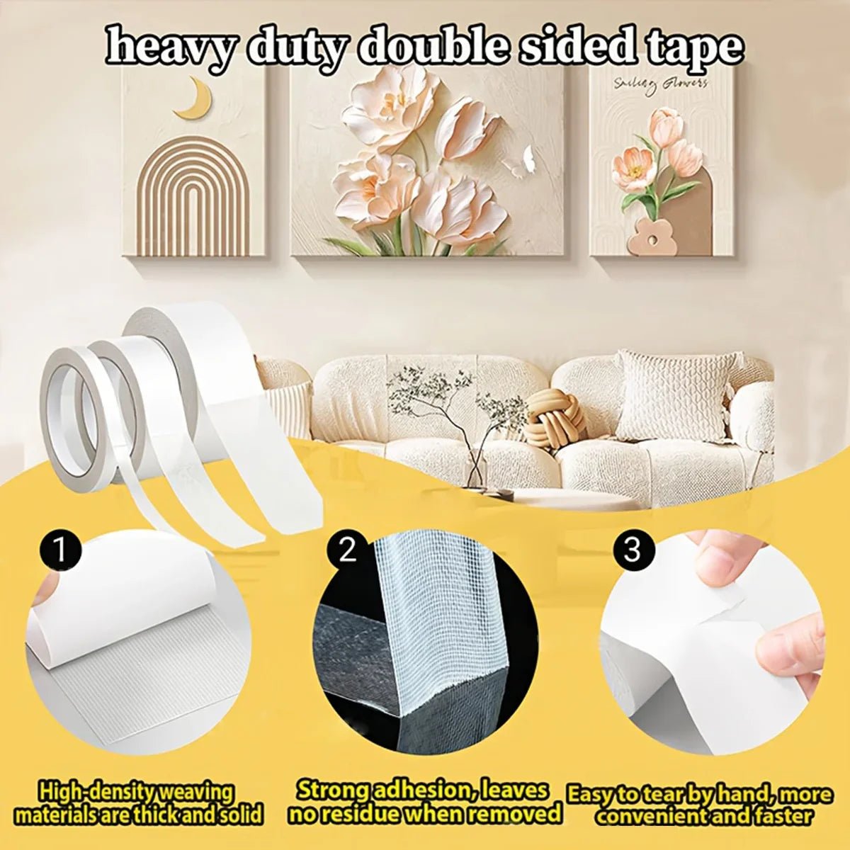 Transparent Double-Sided Adhesive Tape – Strong Fixation, 4 Widths Double-Sided Tape Qme
