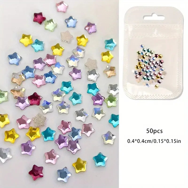 Star Flatback Rhinestone Crystal Nail Charms – 50pcs DIY Art Nail Art Charms Qme small-star-50pcs