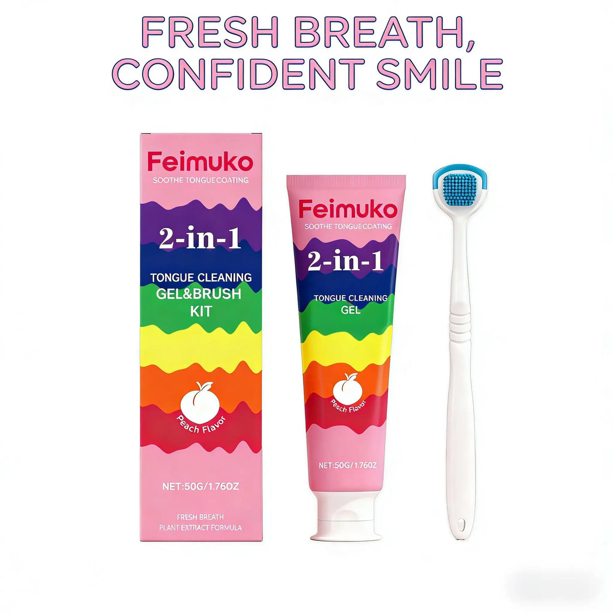 Tongue Coating Cleaning Gel & Scraper Set | Fresh Breath Tongue Cleaning Set Qme