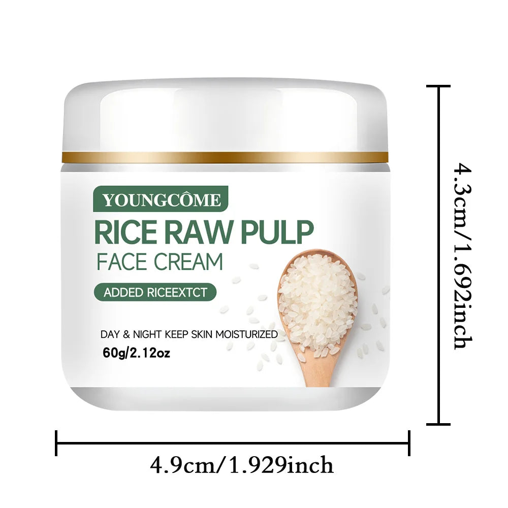 YOUNGCOME Rice Raw Pulp Face Cream – Moisturising & Brightening Facial Moisturiser Qst 60g