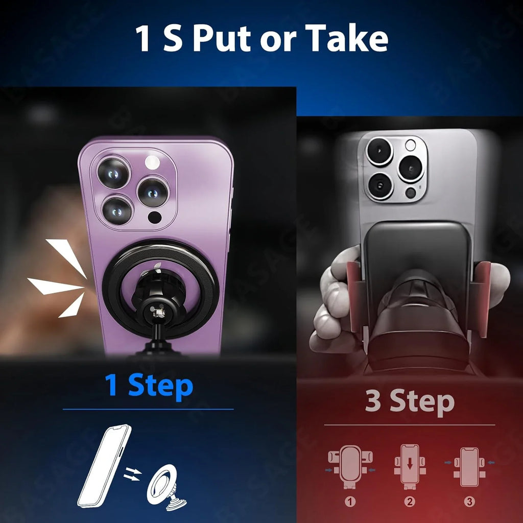 Magnetic Car Phone Mount | MagSafe GPS Holder Stand Car Phone Mount Qme