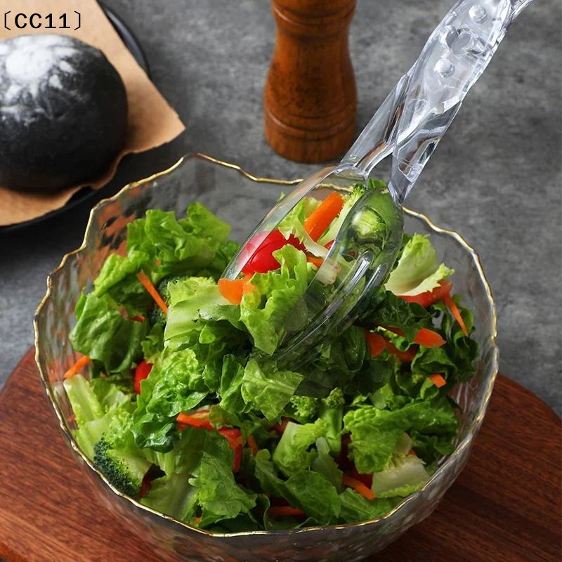 Transparent Plastic Salad Scissors Tongs – Food-Safe Salad Serving Tongs Qme