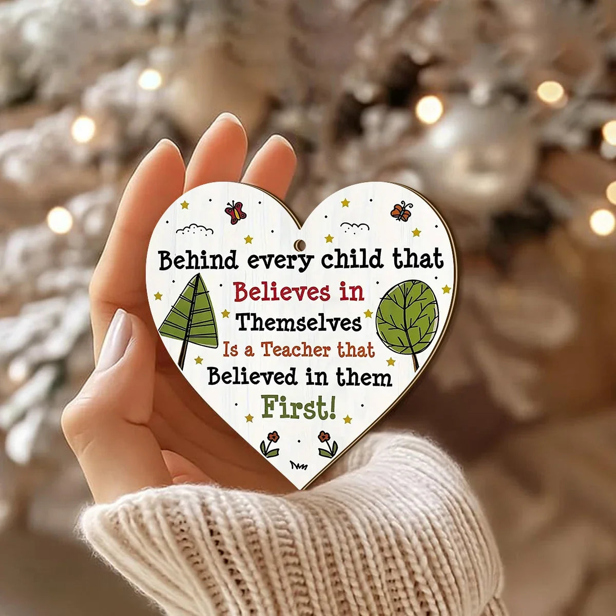 Wooden Thanksgiving Hand-Painted Love Tree Hanging Decoration Wooden Wall Hanging Qme