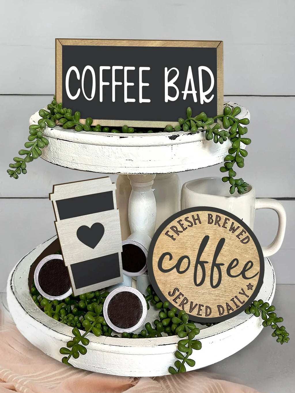 Elegant Wooden Coffee Tray | Stylish Layered Construction Wooden Serving Tray Qme