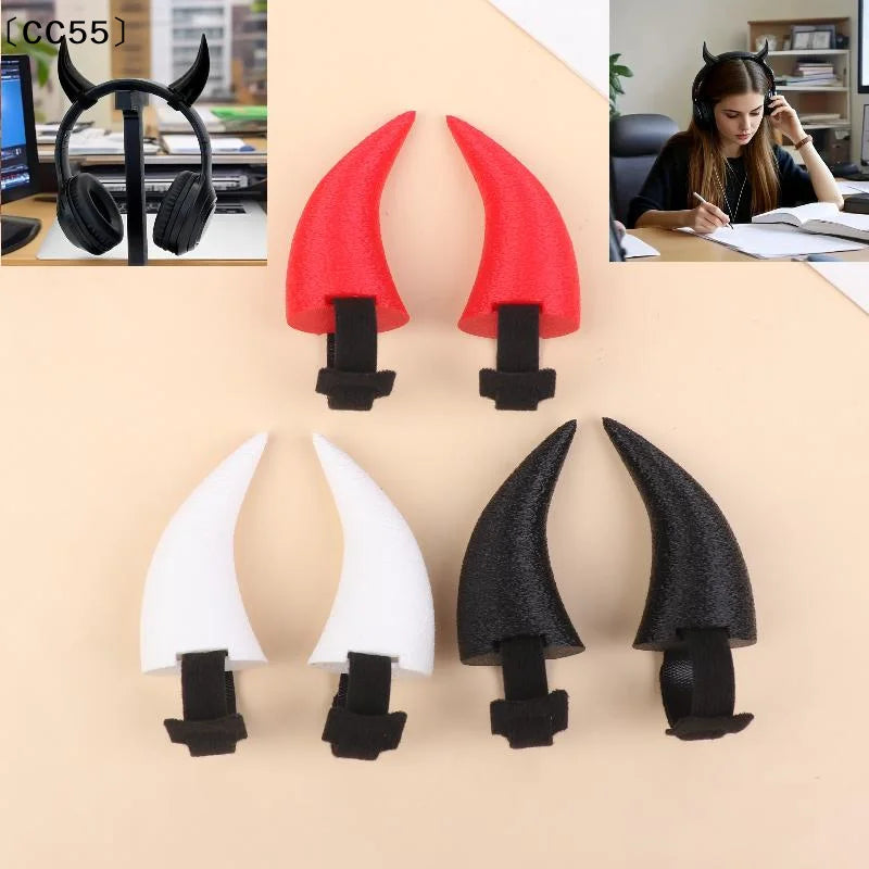3D Printed Devil Horn Headphone Accessories | Gamer Décor Headphone Accessories Qst
