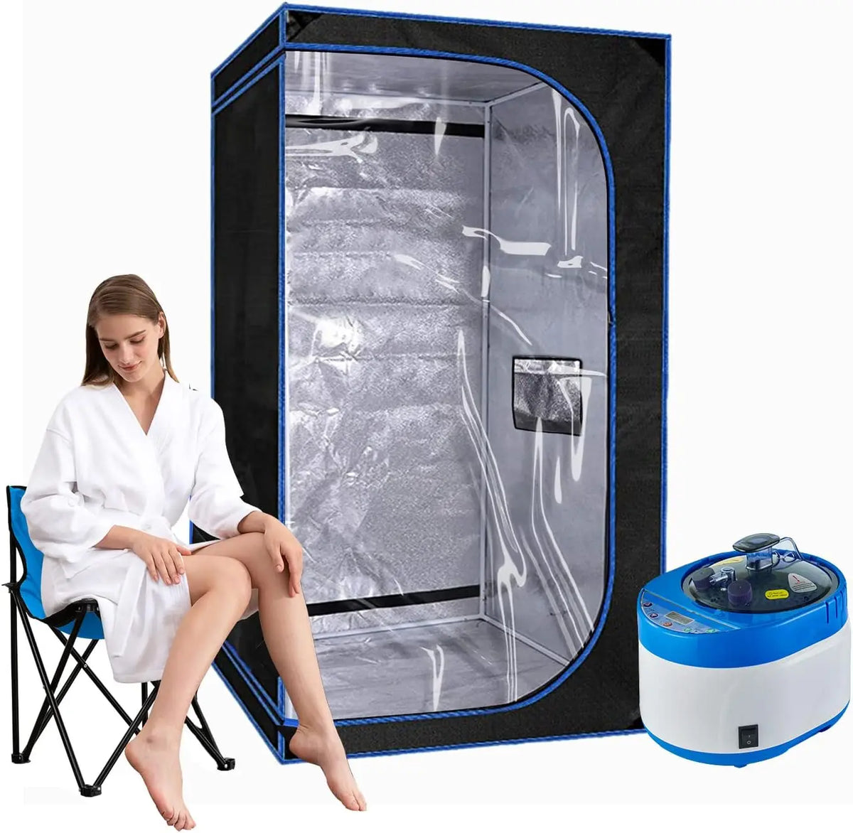 Portable Full Body Steam Sauna Spa – 4L 1500W with Chair Portable Steam Sauna Qst Black