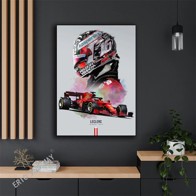 Watercolor F1 Racing Driver Helmet Canvas Print Wall Art Canvas Wall Art Qst