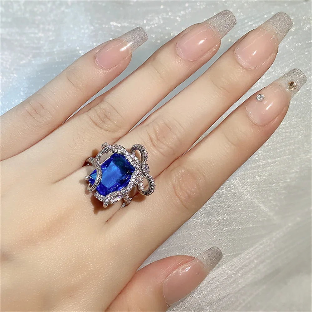 Pink Sapphire Zircon Open Ring | Classic Women's Jewelry Fashion Ring Qme