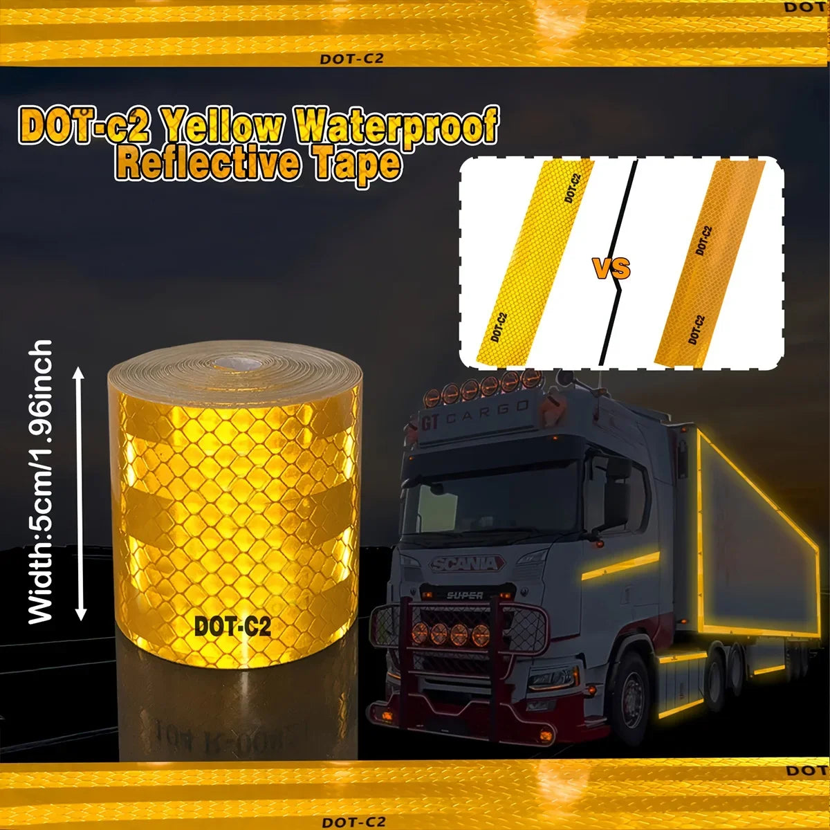 Yellow Prismatic Reflective Tape – Waterproof Safety Sticker Reflective Safety Tape Qme Yellow 10m