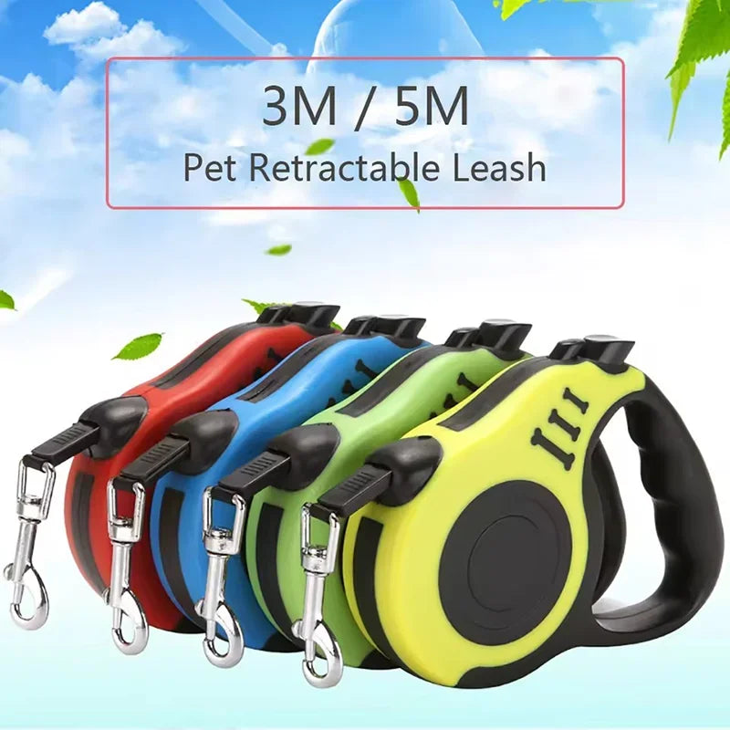 Retractable Nylon Dog Leash 3m 5m | Small to Large Dogs Retractable Dog Leash Qme