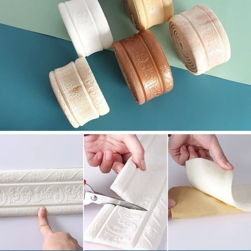 3D Self-Adhesive Waterproof Wall Edge Banding Strip | Corner Trim Wall Edge Trim Strip Qme