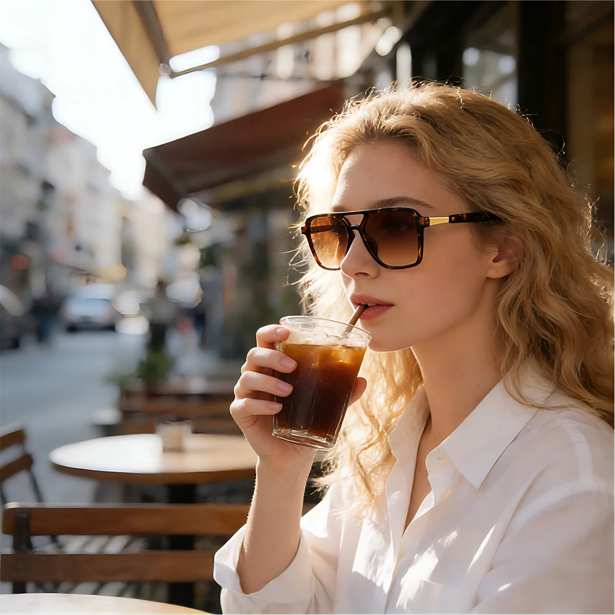 VOPHA Tortoise Shell Aviator Sunglasses UV400 Square Shades Aviator Sunglasses Qst