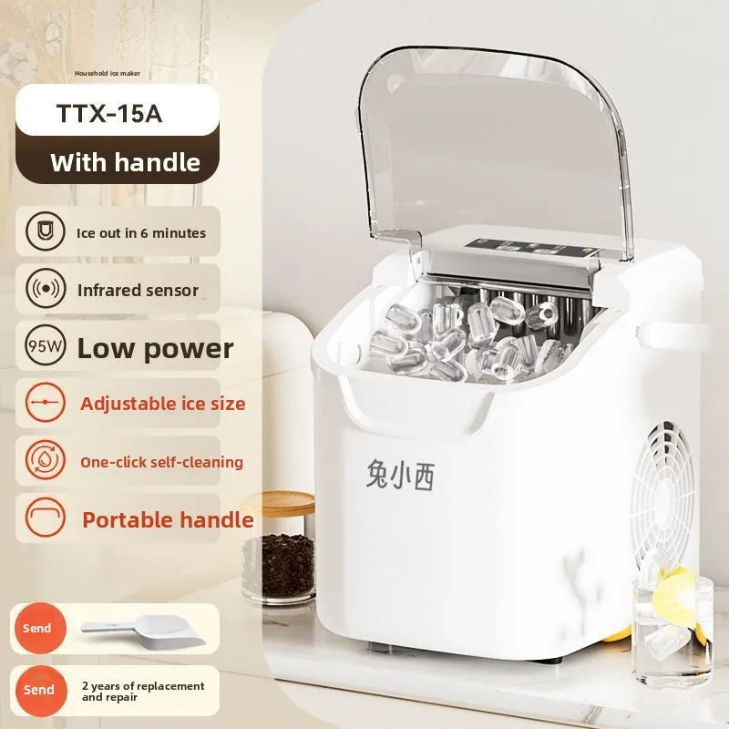 HAOYUNMA 95W Ice Maker 12KG/Day Round Ice Auto-Clean Machine Countertop Ice Maker Qst white-bs