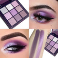 Purple Eyeshadow Palette – 9 Shimmery Natural Finish Colors Eyeshadow Palette Qme A