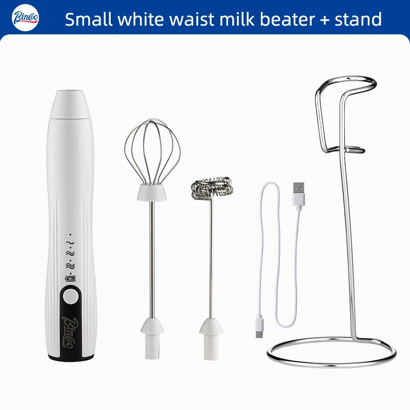Bincoo Handheld Electric Milk Frother – Double-Head Mixer Electric Milk Frother Qst white 2PCS