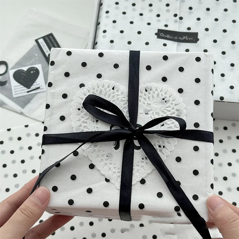 Black Polka Dot Flower Bouquet Wrapping Paper 50x50cm Flower Wrapping Paper Qme