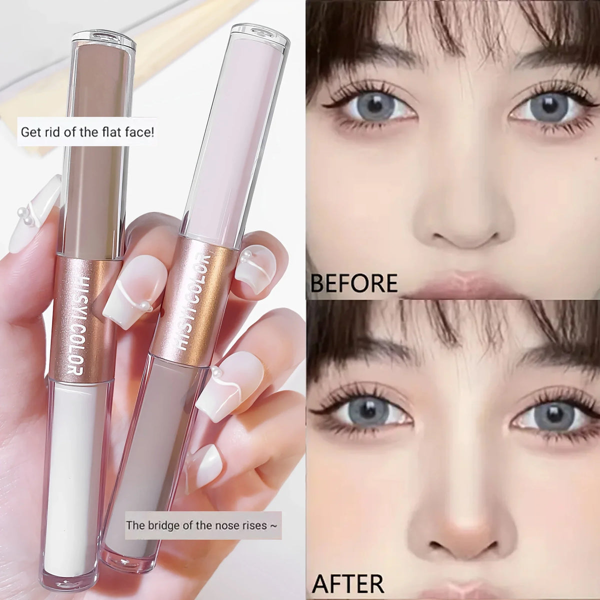Double-Ended Highlight & Contour Stick – 3D Lifting Makeup Highlight Contour Stick Qme