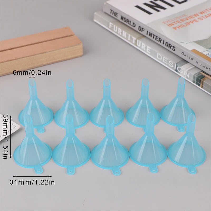 10Pcs Mini Funnels for Perfume, Essential Oil & Small Bottles Mini Filling Funnels Qst Blue