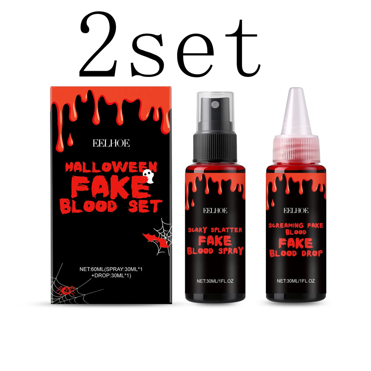Halloween Fake Blood Set – Special Effects Body Paint Makeup Special Effects Makeup Qst 2set