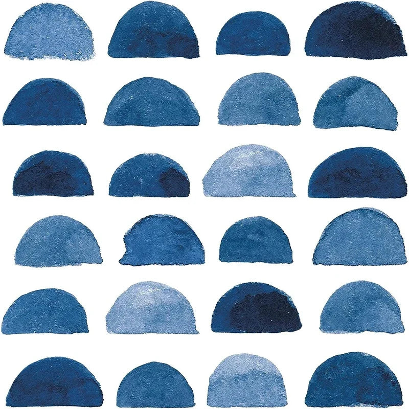 Peel & Stick Wallpaper – Blue White Watercolor Scallop Peel & Stick Wallpaper Qme