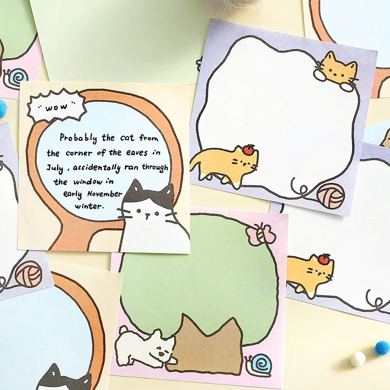 Cute Animal Sticky Notes – 100 Sheets Cartoon Adhesive Memo Pad Cartoon Sticky Notes Qme