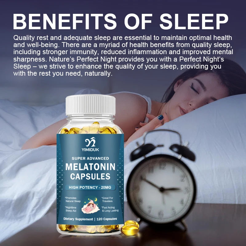 Yimiduk Melatonin 20mg – 120 Tablets, GMP Certified, Gluten Free Sleep Supplement Qst